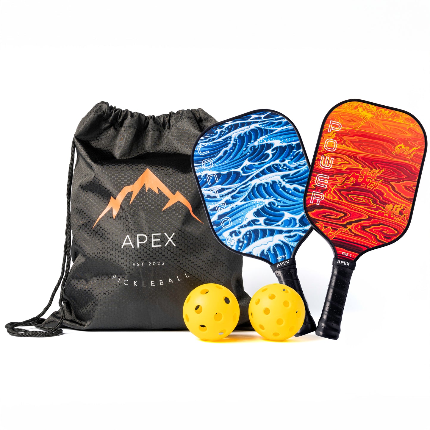 Ultimate Pickleball Starter Pack: Fire & Water Beginner Set Includes 4 Balls & Bag